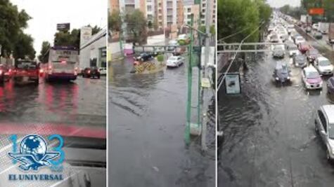 Fuertes lluvias inundan avenidas de la CDMX