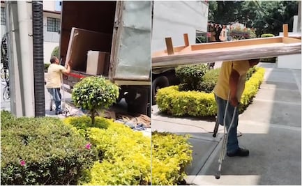 VIDEO: En muletas y sin una pierna, hombre que carga muebles conmueve en TikTok