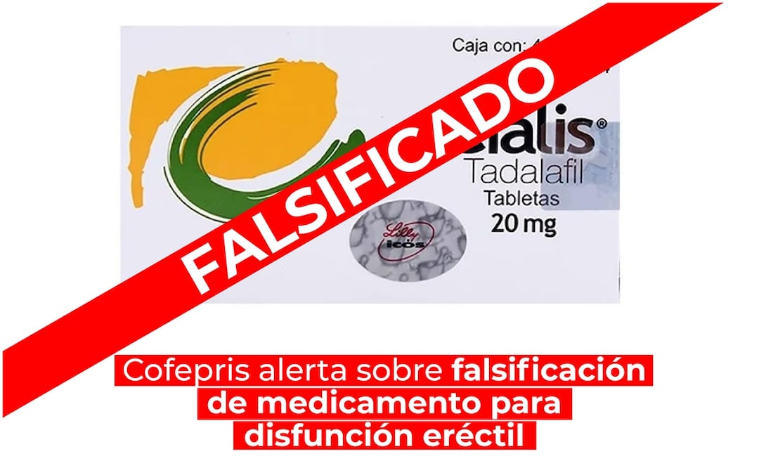 Se trata de los lotes A913777k y A915110M de Cialis (tadalafil), los cuales no son reconocidos ni comercializados por la empresa titular del registro sanitario. Foto: Cofepris