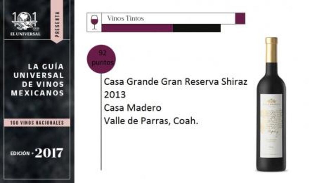 Guía Universal de Vinos: Casa Grande Gran Reserva Shiraz 2013
