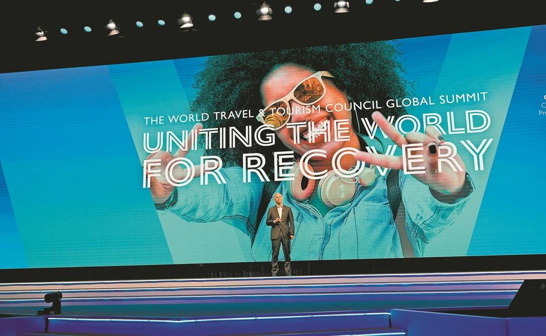 Christopher Nassetta, presidente del Consejo de Administración del Consejo Mundial de Viajes y Turismo, así como de la cadena hotelera Hilton, durante la inauguración de la cumbre anual. Foto: CORTESÍA