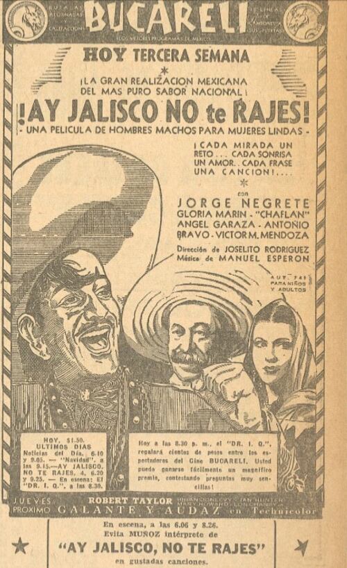 El programa del Cine Bucareli incluía concurso en vivo, cine y noticias. Diciembre, 1941.
Hemeroteca EL UNIVERSAL.