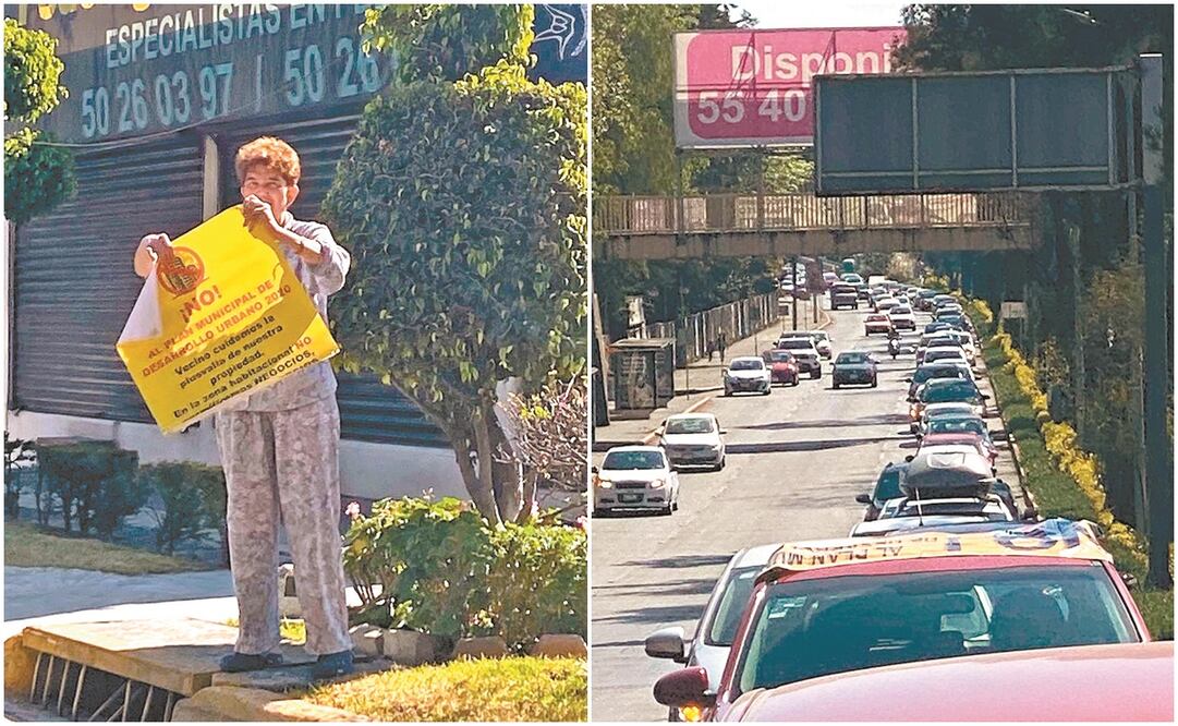 Colonos de diferentes zonas de Naucalpan participaron una caravana vehicular para exigir a las autoridades detener el proyecto de desarrollo urbano, pues argumentaron que la consulta no llegó a todos. Fotos: ESPECIAL