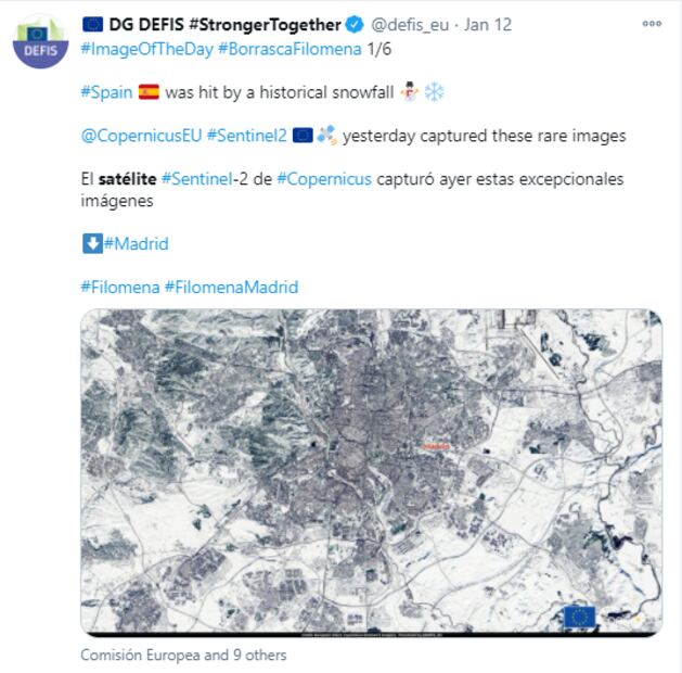 Así se vio la histórica nevada en España desde el espacio