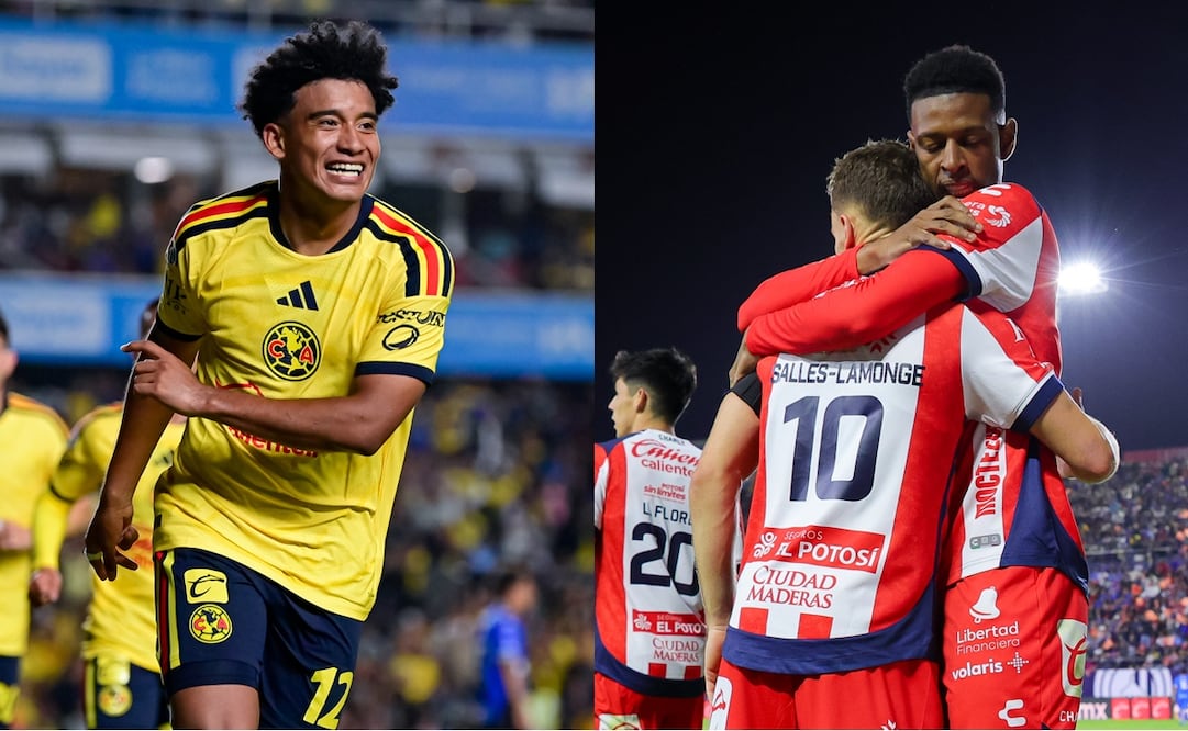 América y Atlético de San Luis en festejo de gol, durante la fase regular del torneo Apertura 2026 - Fotos: Imago7