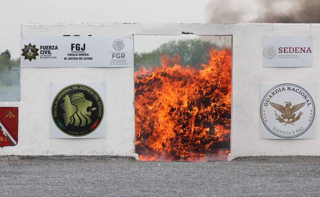 Incineran 800 kilos de droga en Nuevo León. Foto: especiales