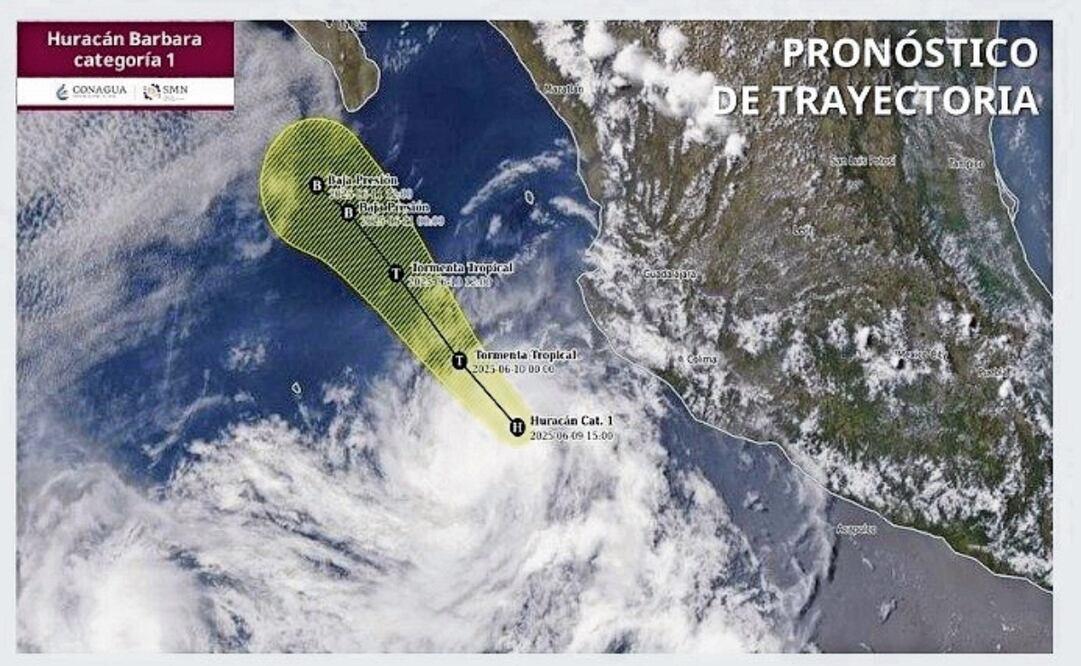 Se prevé que el huracán Bárbara se debilite en el océano Pacífico a medida que se aproxime a la península de Baja California. No se espera que toque tierra. Foto: Especial