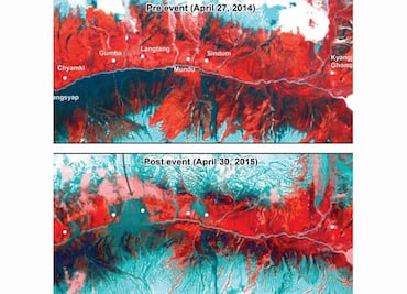 NASA capta antes y después del terremoto en Nepal