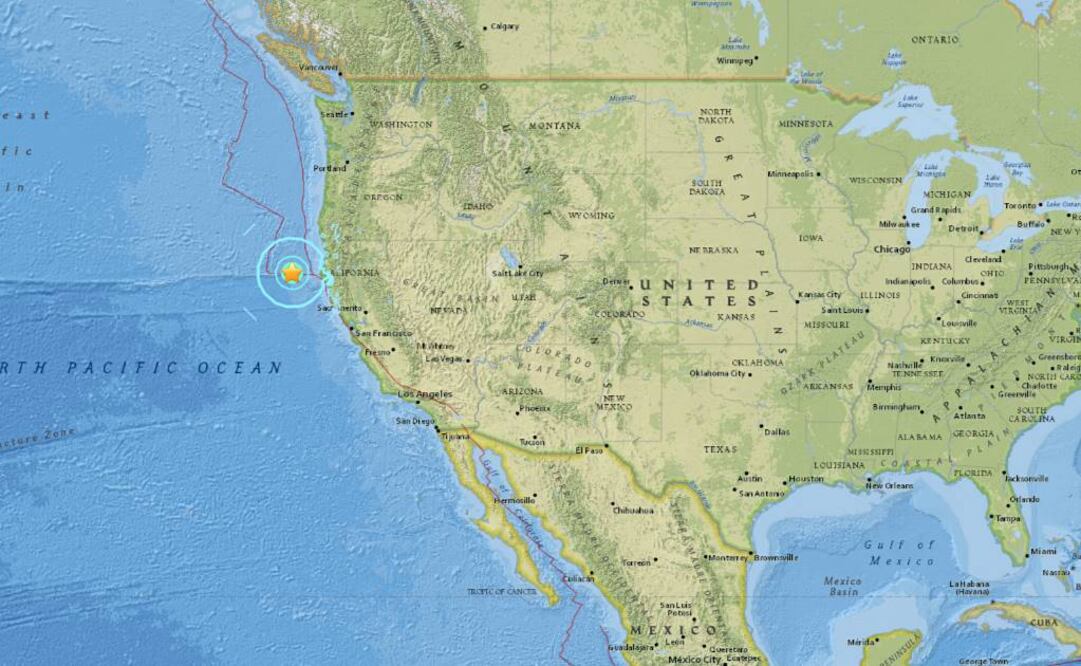 Se registra sismo de 6.5 grados en costa de California