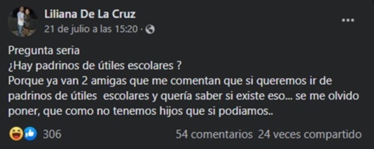 Mujer pide a una amiga ser “madrina de útiles escolares” y se vuelve viral