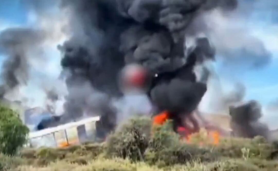 Descarrila y explotan vagones de tren de carga en Tepatitlán, Hidalgo. Foto: Captura de video. .