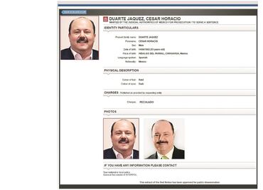 Interpol emite ficha roja para exgobernador César Duarte
