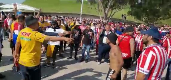 Aficionados de Chivas y Tigres protagonizan batalla campal previo a la Final de la Liga MX 