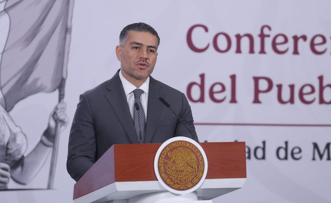 Omar García Harfuch, titular de la SSPC, en la Mañanera del Pueblo del 21 de abril de 2026 en Palacio Nacional. Foto: Gabriel Pano/ EL UNIVERSAL