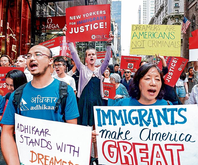 Manifestación contra el presidente Donald Trump y a favor del programa DACA en Nueva York, en octubre de 2017. ARCHIVO AFP