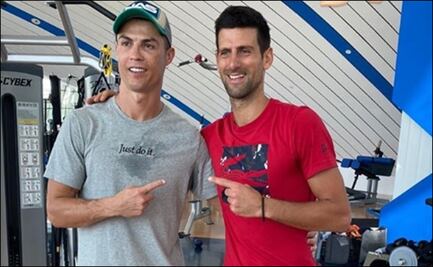 Cristiano Ronaldo le da clases de salto a Novak Djokovic