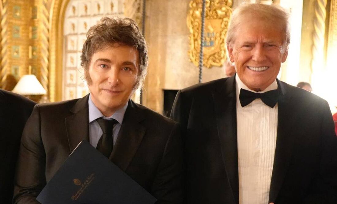 Imagen compartida por el mandatario argentino Javier Milei junto a Donald Trump con su lema "Viva la libertad carajo". Foto: X @JMilei