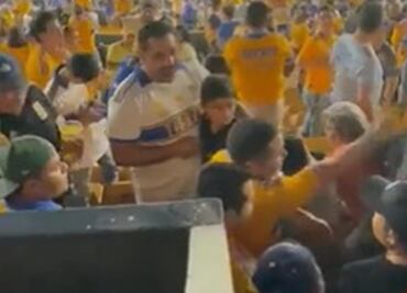 VIDEO: Aficionado de Tigres golpea cobardemente por la espalda a uno del América