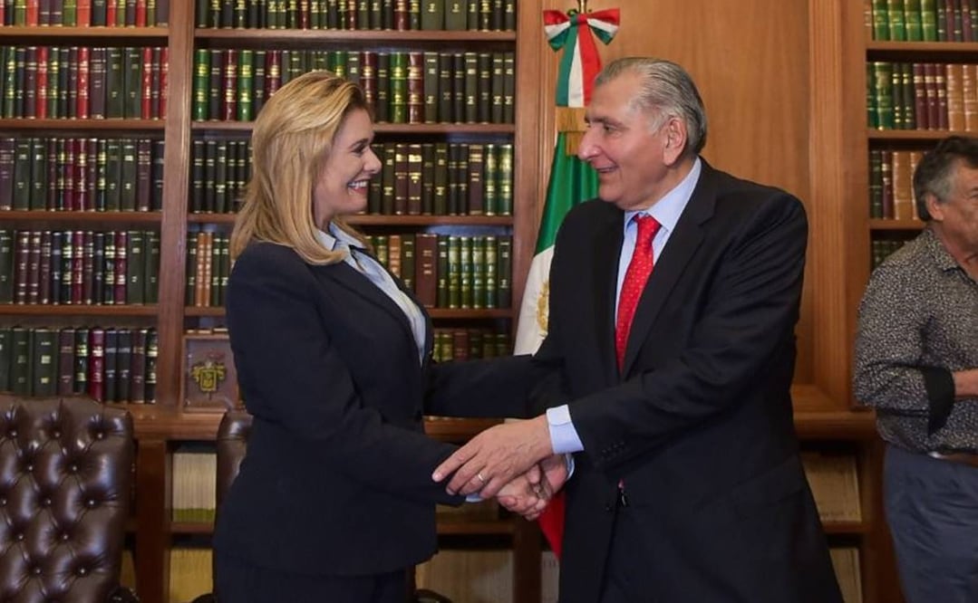 María Eugenia Campos, gobernadora de Chihuahua, y Adán Augusto López Hernández, secretario de Gobernación. Foto: Especial