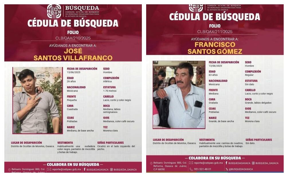 Desaparecidos en Oaxaca. Foto: Especial