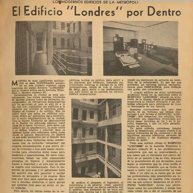 Para la arquitectura, el modernismo proponía diseñar espacios más funcionales que decorativos. El interior del Edificio Londres lucía espacioso y práctico como pocos en su época. Hemeroteca EL UNIVERSAL.