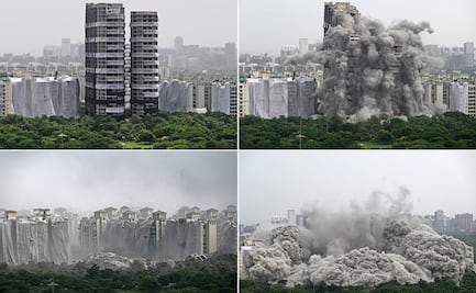 Demuelen torres de apartamentos de 100 metros de alto en India por violar normas de construcción