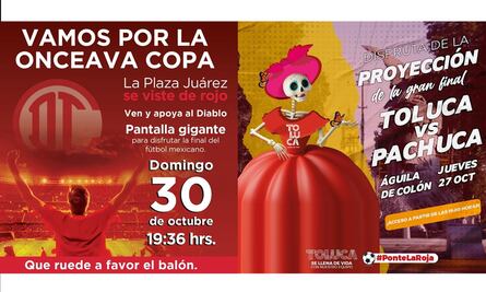 Toluca y Metepec instalan pantallas para que habitantes apoyen a Los Diablos Rojos