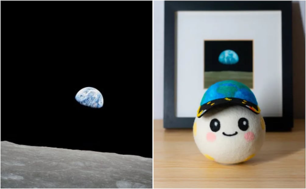 El diseño de "Rise" se inspiró en la emblemática fotografía "Earthrise", tomada por el astronauta Williams Anders en diciembre de 1968, durante la misión Apolo. Foto: NASA