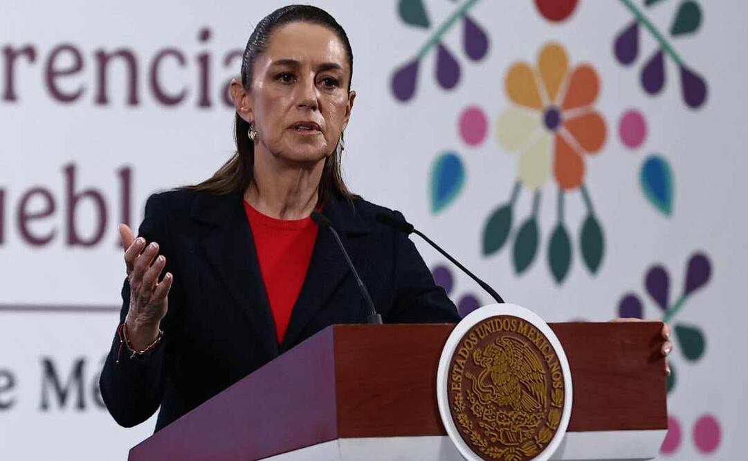 La presidenta Claudia Sheinbaum durante su conferencia mañanera del 7 de julio de 2025. Foto: Berenice Fregoso / EL UNIVERSAL