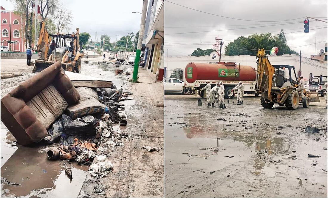 En las calles y avenidas de Tula se pueden ver muebles y ropa que ya no sirven, además de lodo y aguas negras que dejó la inundación de la semana pasada. Fotos: Dinorath Mota