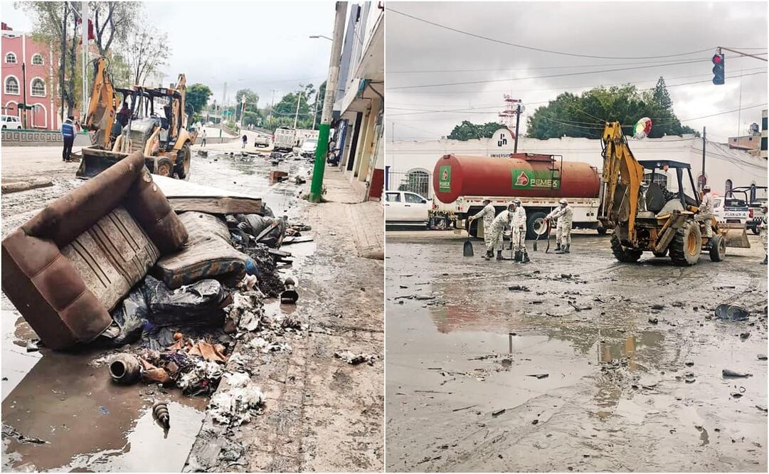 En las calles y avenidas de Tula se pueden ver muebles y ropa que ya no sirven, además de lodo y aguas negras que dejó la inundación de la semana pasada. Fotos: Dinorath Mota