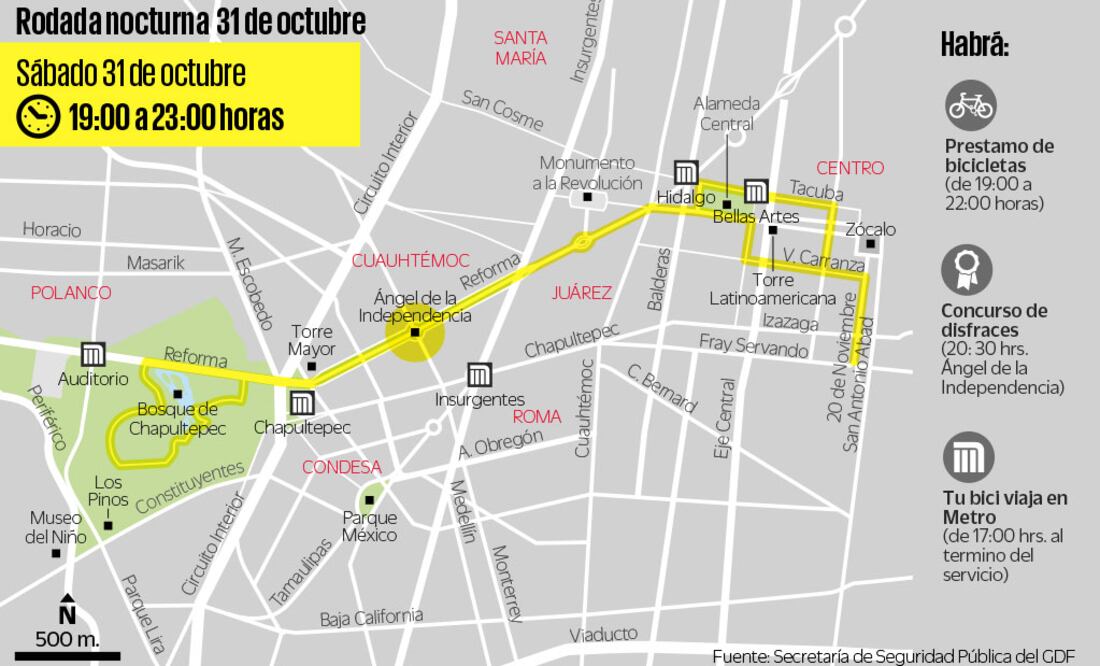 El 21 Paseo Nocturno en Bicicleta iniciará en el Bosque de Chapultepec y concluirá en el Zócalo