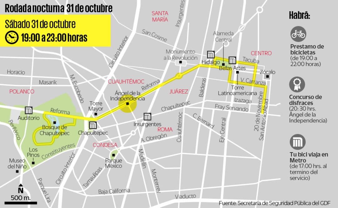 El 21 Paseo Nocturno en Bicicleta iniciará en el Bosque de Chapultepec y concluirá en el Zócalo