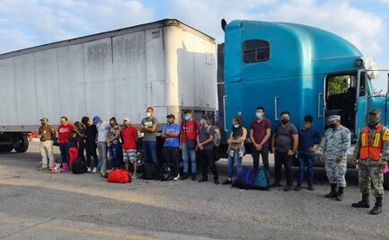 INM localizan a 16 migrantes que viajaban en un tráiler en Tabasco; había dos menores