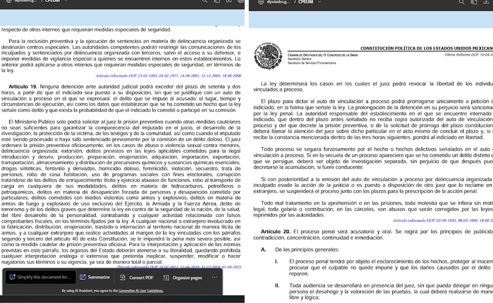 Foto: Captura de pantalla de la Constitución política de los Estados Unidos Mexicanos