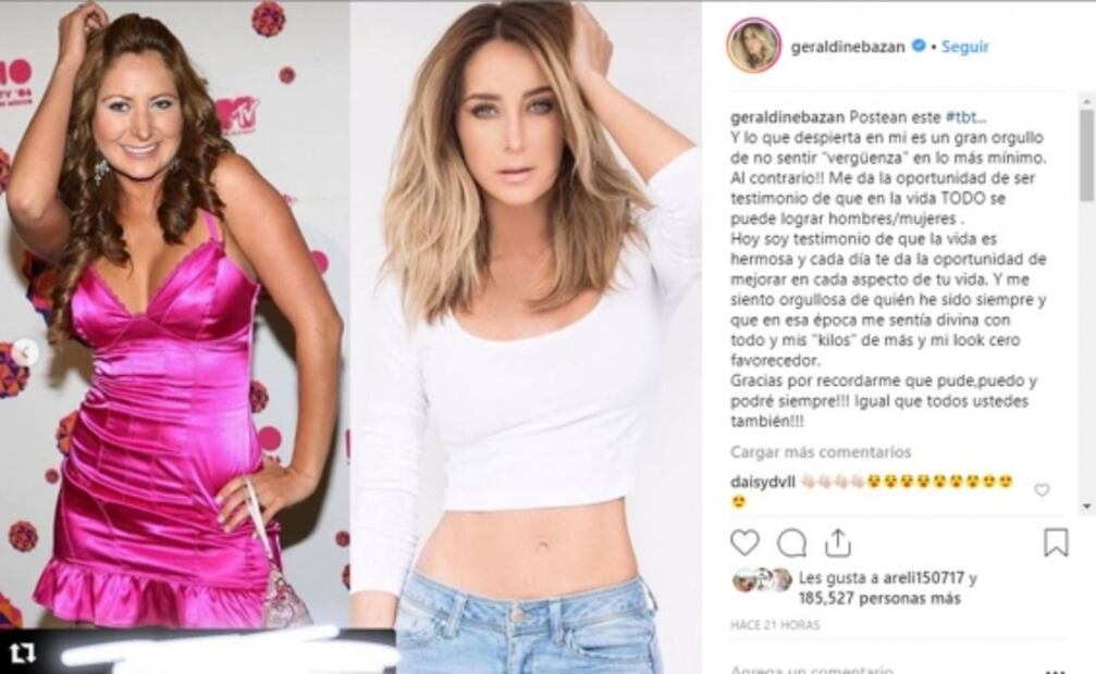 Geraldine Bazán comparte orgullosa su foto con kilos de más