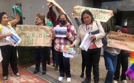 Activistas protestan frente al Congreso de Hidalgo; exigen renuncia de la presidenta de la Comisión de Derechos Humanos del Estado