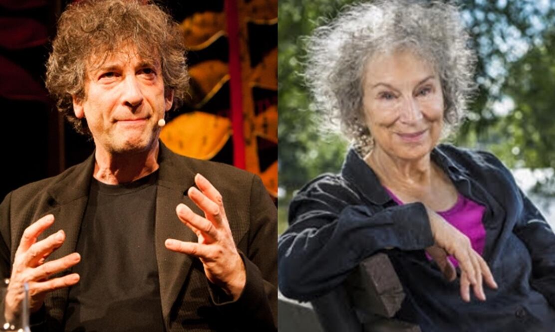 En las fotos Margaret Atwood y Neil Gaiman. Foto: Hay Festival