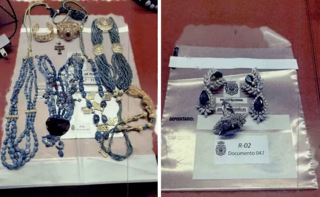 La Policía incautó relojes, collares, cadena de oro y otras joyas de la caja fuerte en el despacho del expresidente español. Foto: Especial