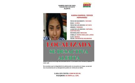 Localizan a menor desaparecida en Q.Roo
