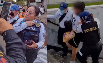 Graban a señora que golpea a mujer policía en Metro Chabacano