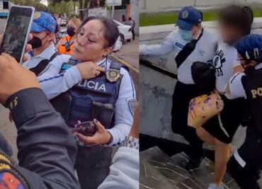 Graban a señora que golpea a mujer policía en Metro Chabacano