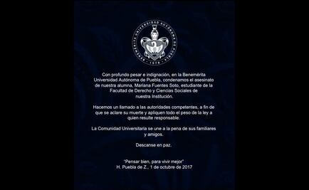 BUAP condena asesinato de una estudiante en Puebla