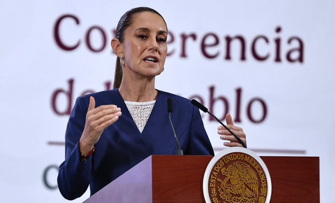 La presidenta Claudia Sheinbaum en conferencia del pueblo en palacio Nacional. Foto: Berenice Fregoso / EL UNIVERSAL
