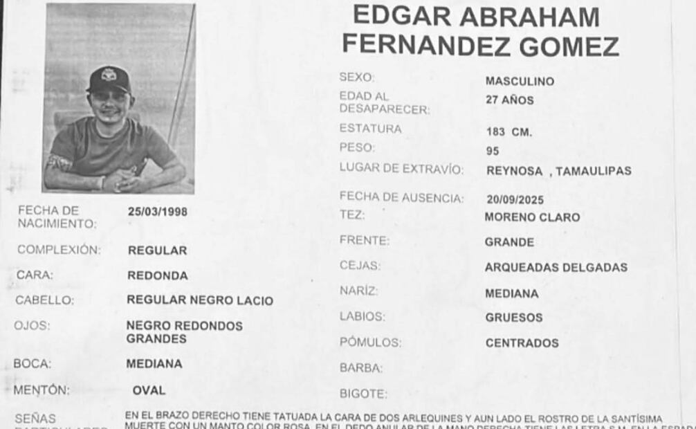 Ficha de búsqueda de Egdar (23/09/2025). Foto: Especial