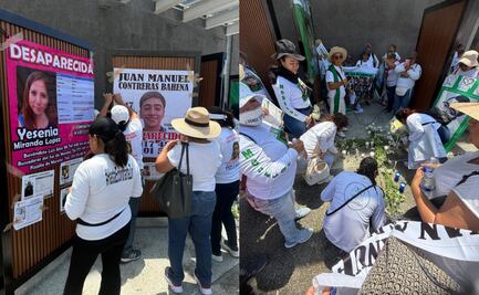 Fiscalía de Morelos instala mural móvil para colocar fichas de personas no localizadas; integrantes de colectivo ingresan de manera pacífica