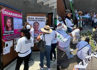 Fiscalía de Morelos instala mural móvil para colocar fichas de personas no localizadas; integrantes de colectivo ingresan de manera pacífica