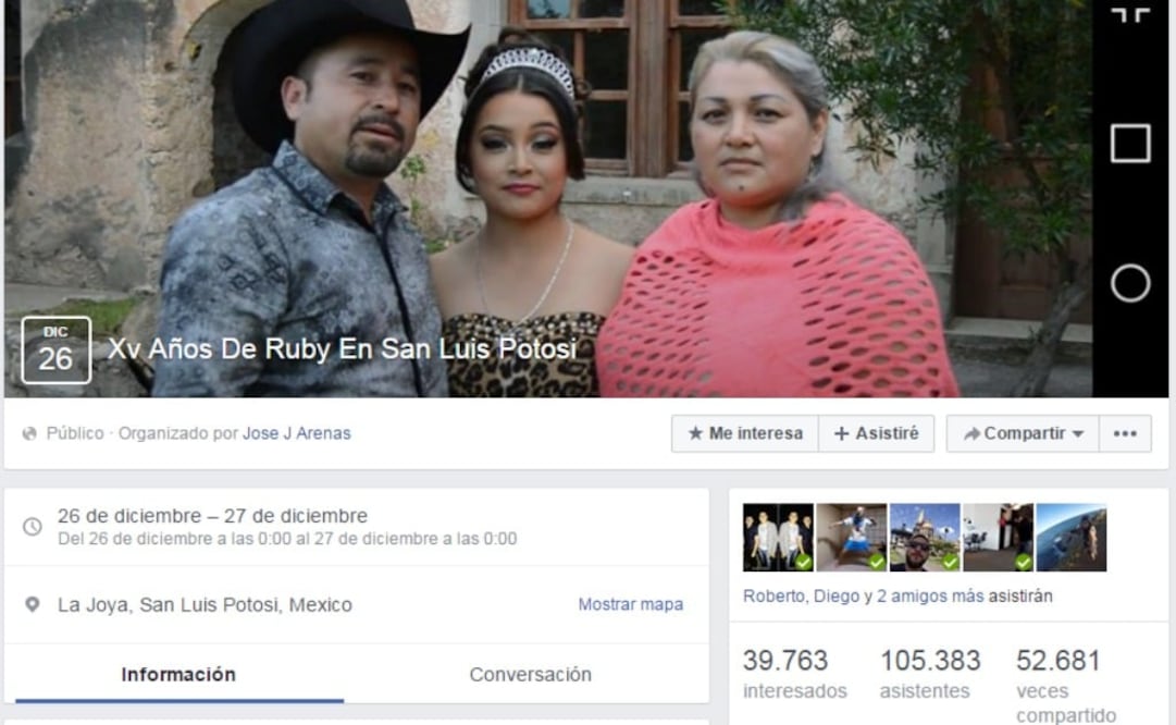 Los padres de Rubí publicaron en Facebook un video en el que invitan a todos a la fiesta de su hija, aunque olvidaron hacer privada la publicación