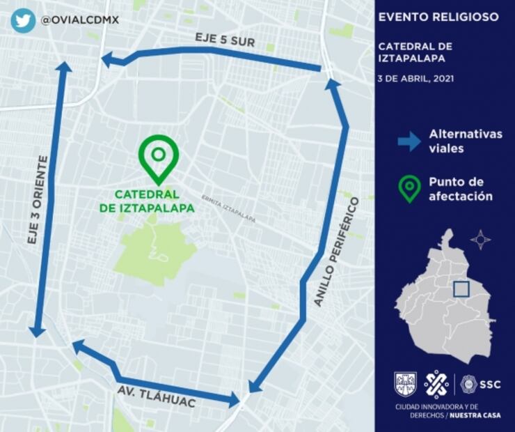 Habrá cierres en Ermita-Iztapalapa por Viacrucis de Semana Santa