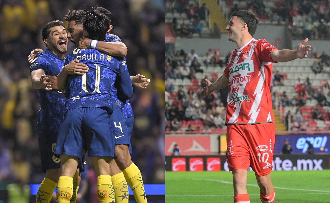 América y Necaxa en festejo de gol, durante el Clausura 2025 - Fotos: Imago7